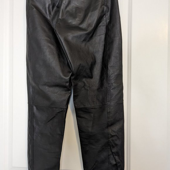 Bagatelle Vintage Black Leather Pants Relaxed Fit, High Waist | 6P - Picture 5 of 7